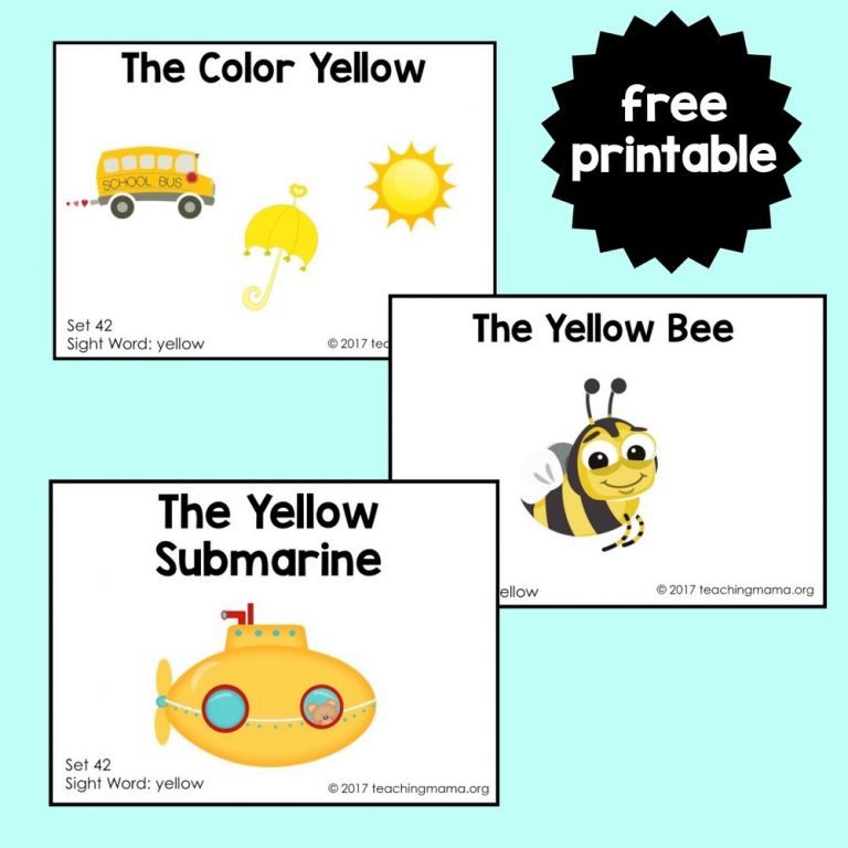 Sight Word Readers for the Word “Yellow”