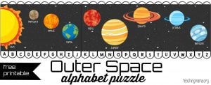 Outer Space ABC Puzzle Pin