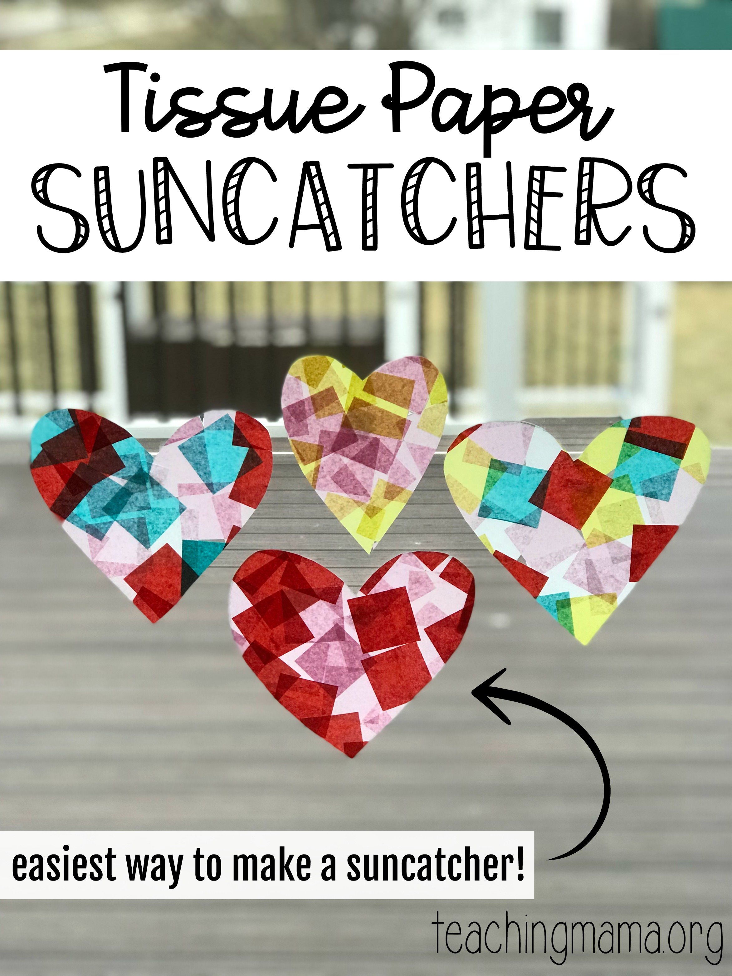 Heart Tissue Paper Suncatchers - Craft Project Ideas