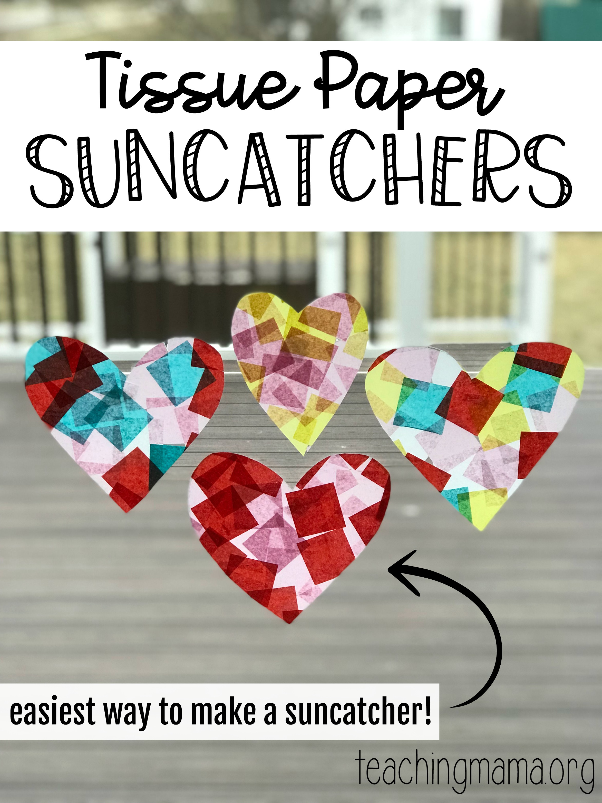 Easy Heart Craft Suncatcher With No Contact Paper