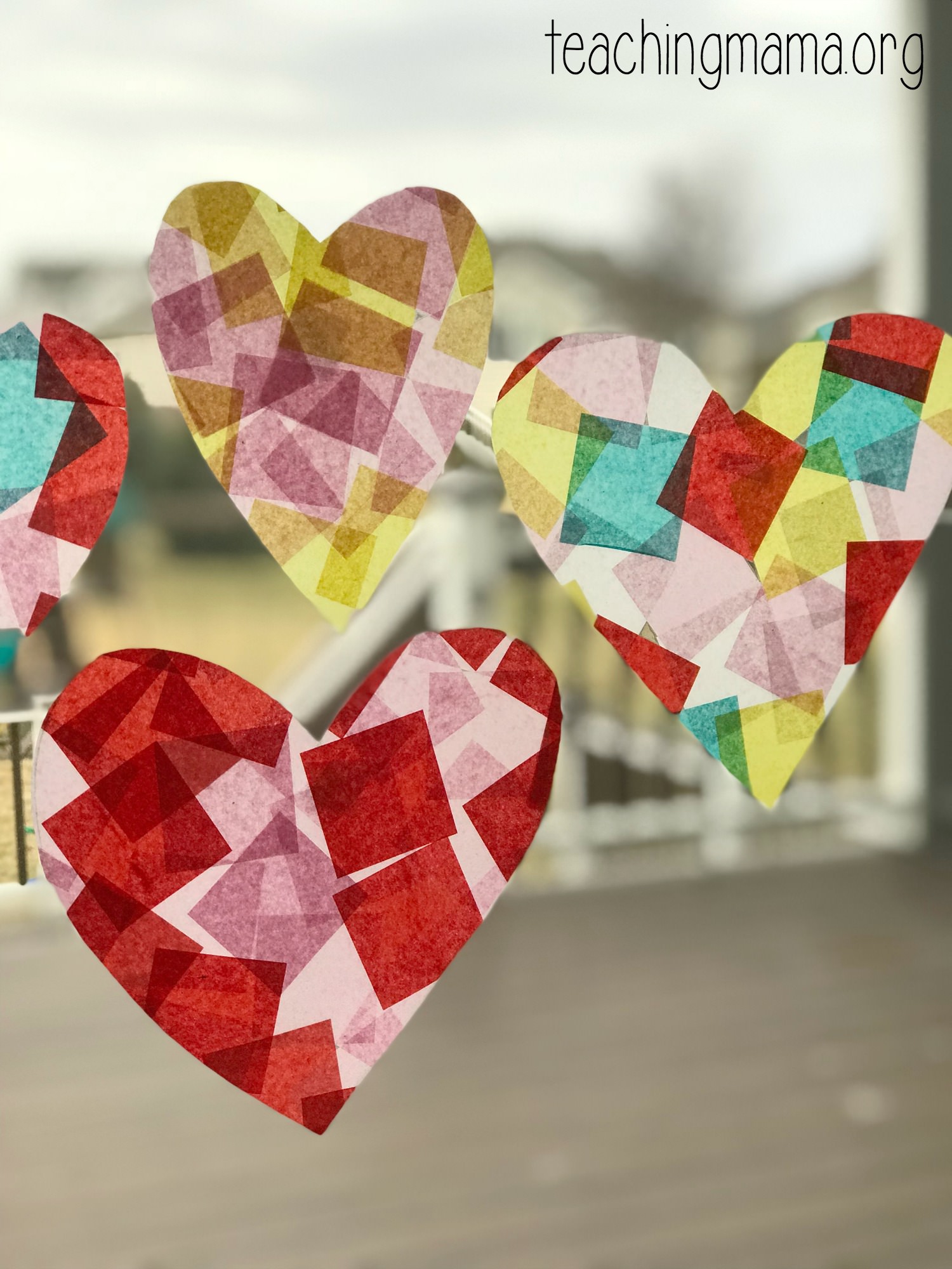 Valentine's Day Tissue Paper Suncatchers