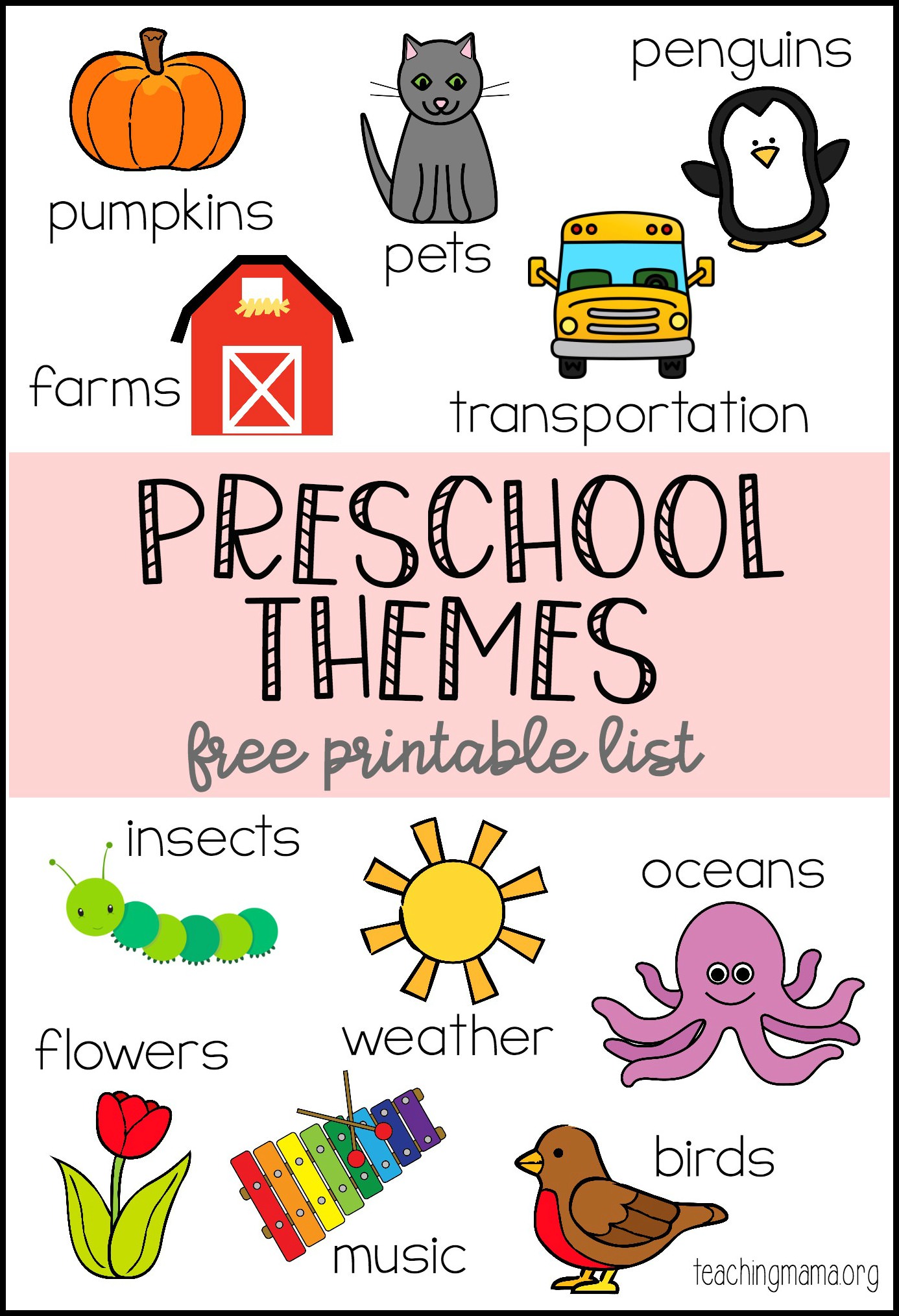 Pre K Themes And Units