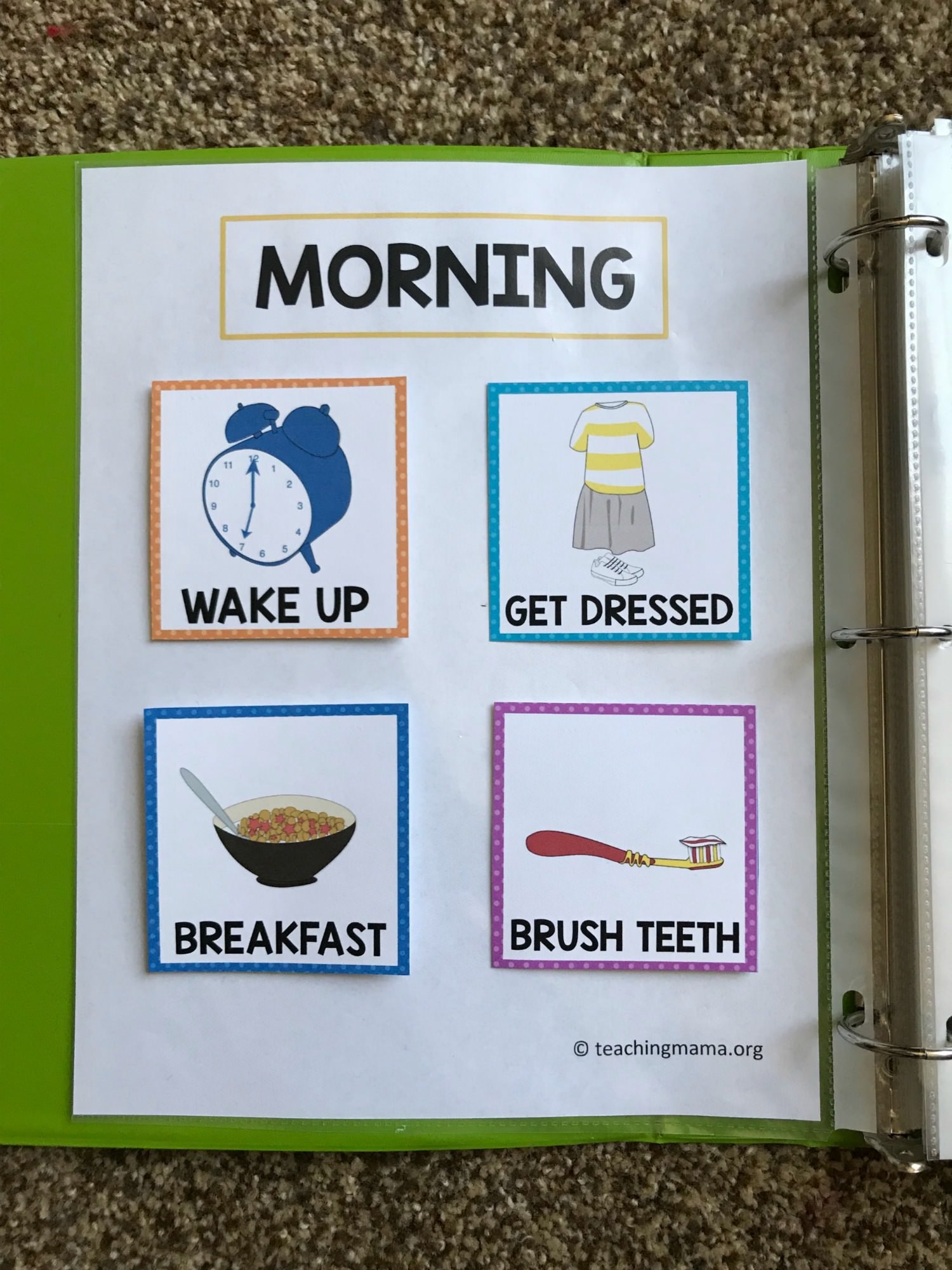 morning routine cards