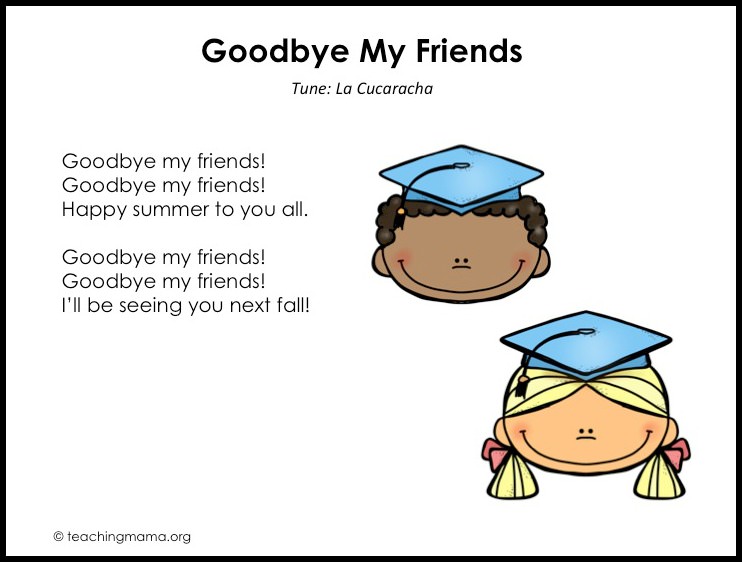 kindergarten goodbye poem