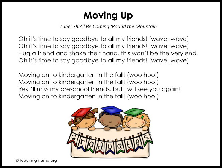 kindergarten graduation songs and poems