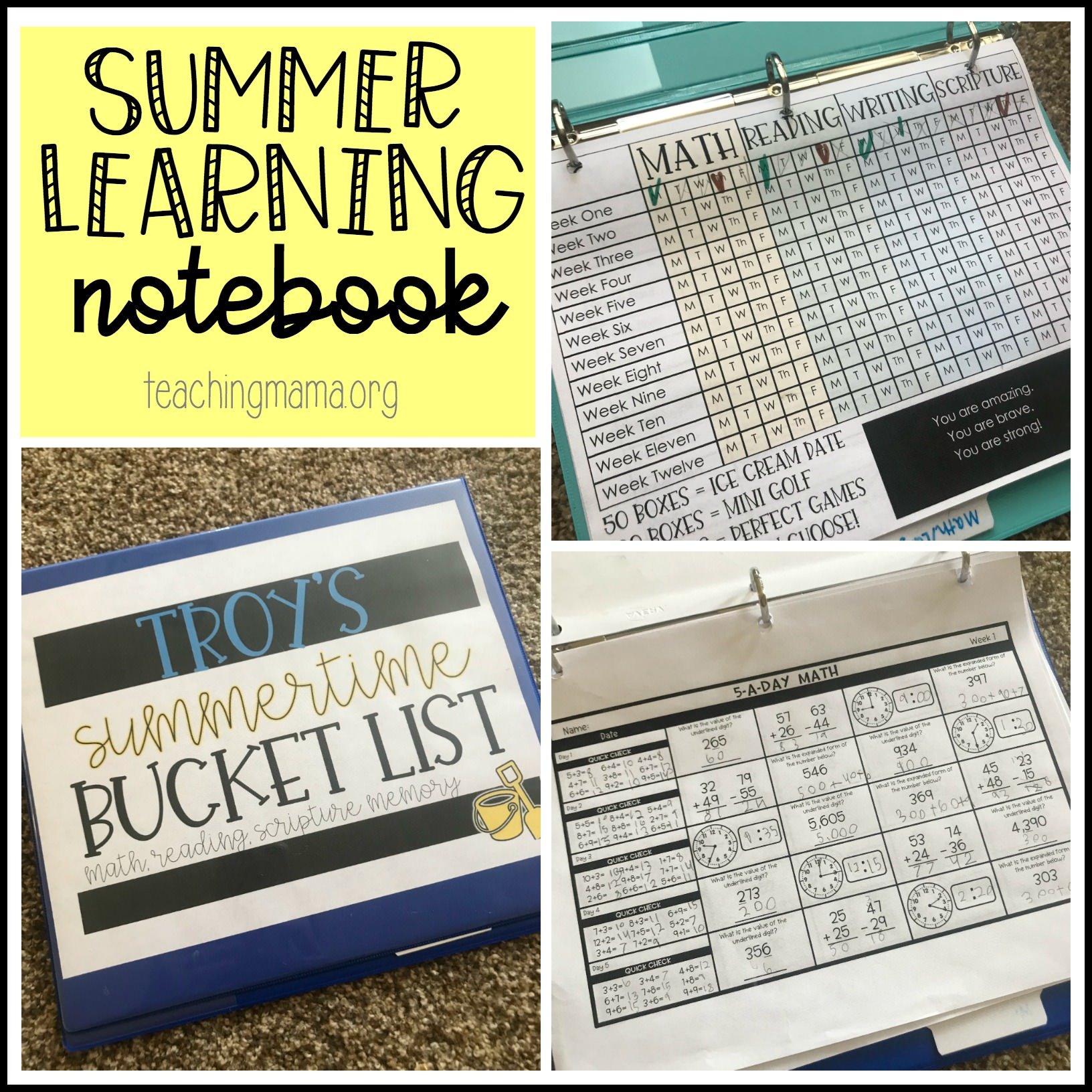 summer learning notebook