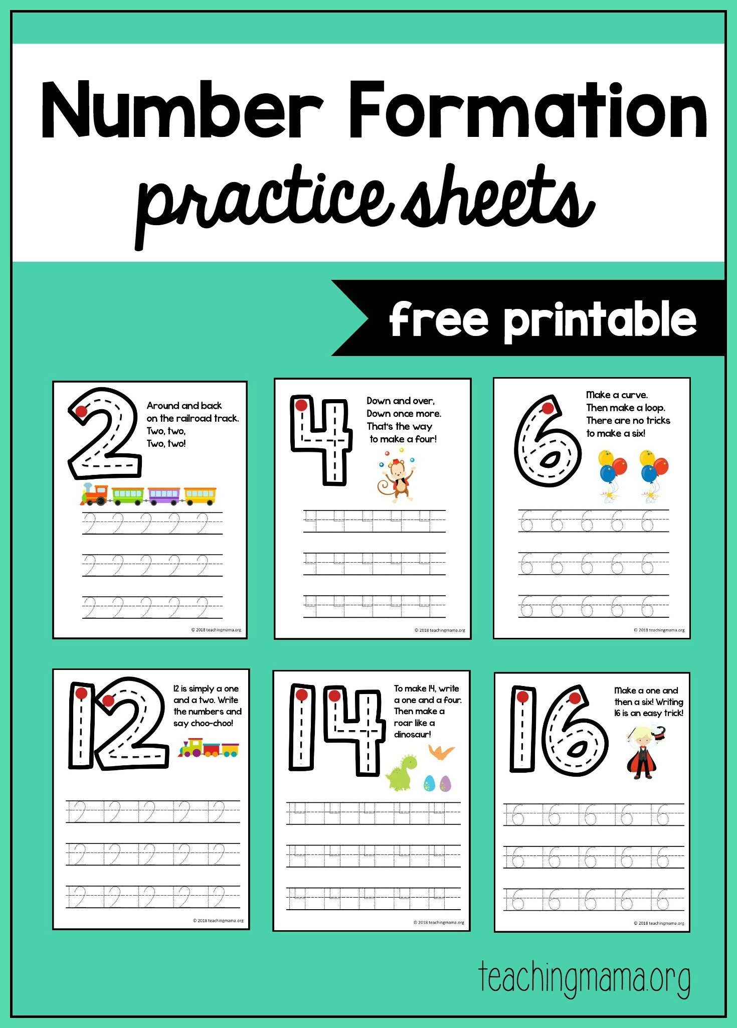 number rhyme practice sheets
