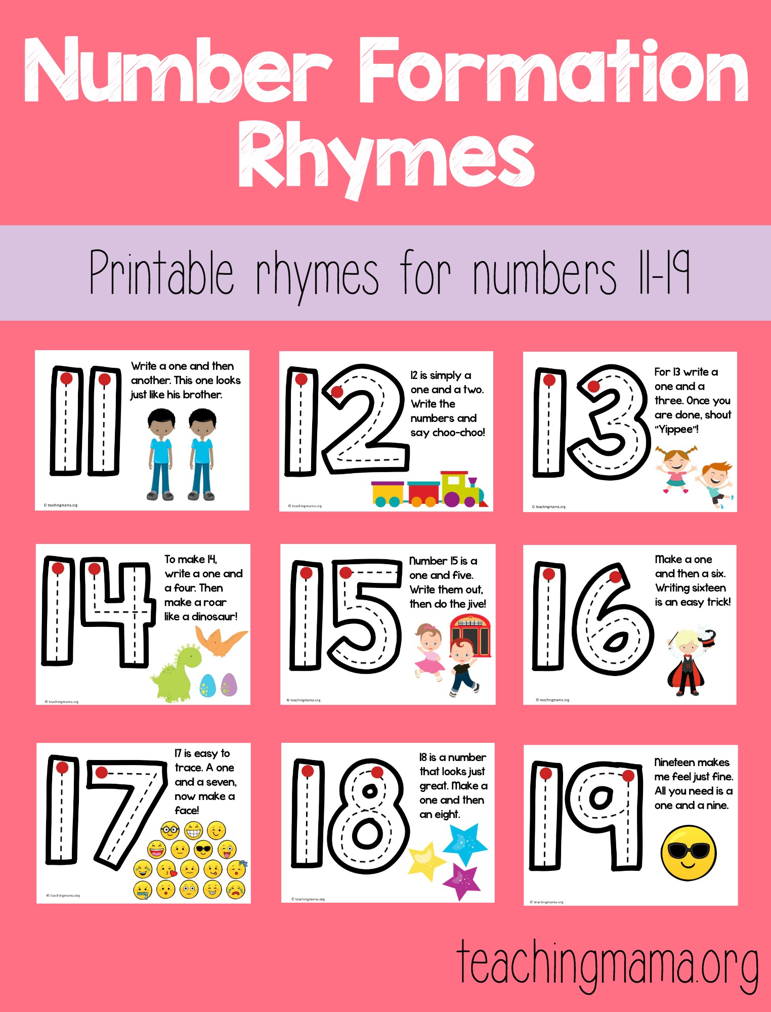 number formation rhymes 11-19