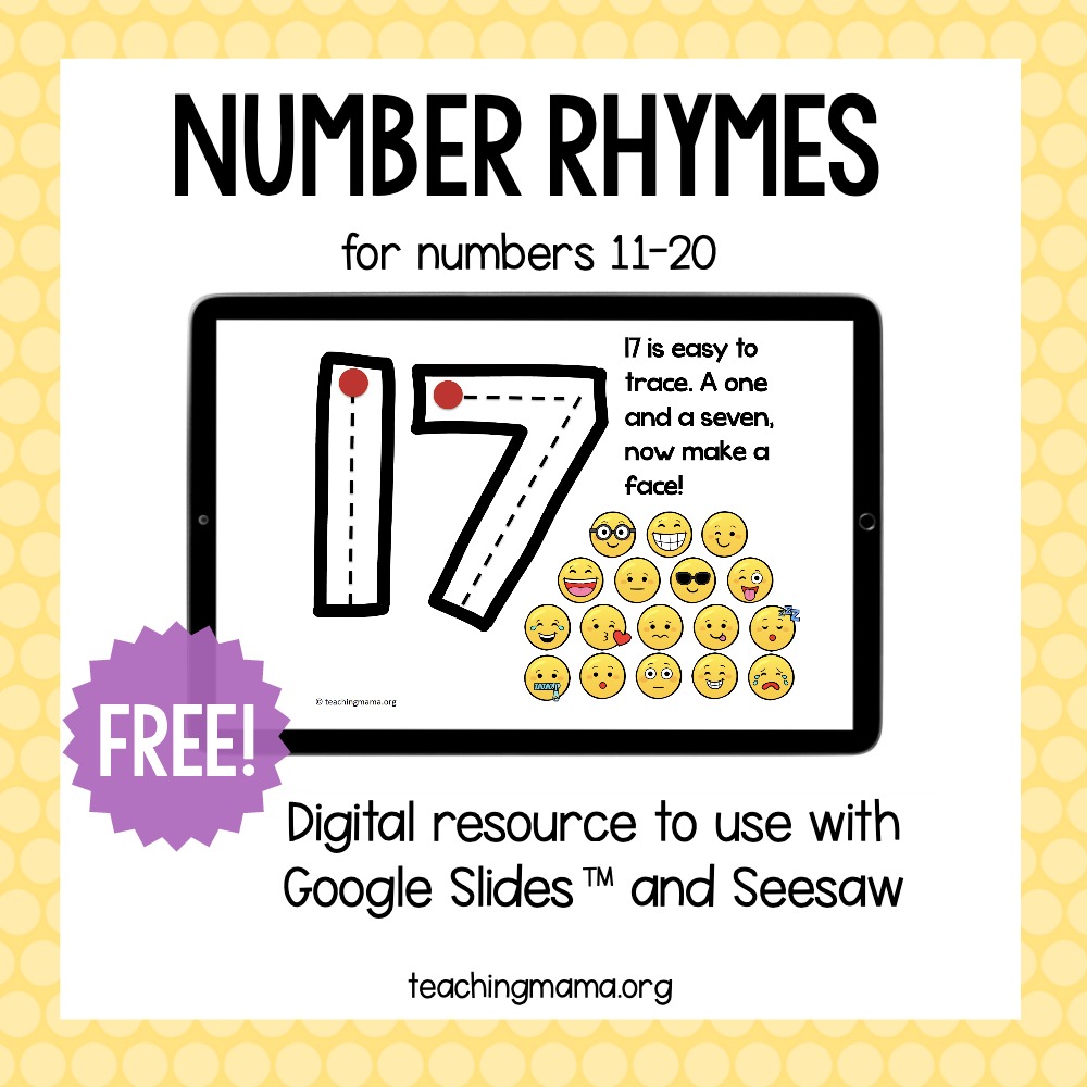 number formation rhymes for 11 19