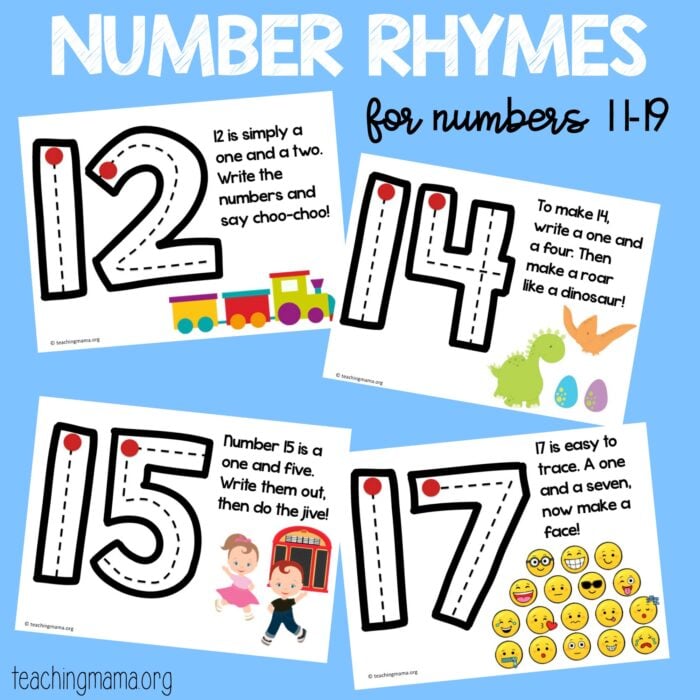 Number Formation Rhymes for 11-19