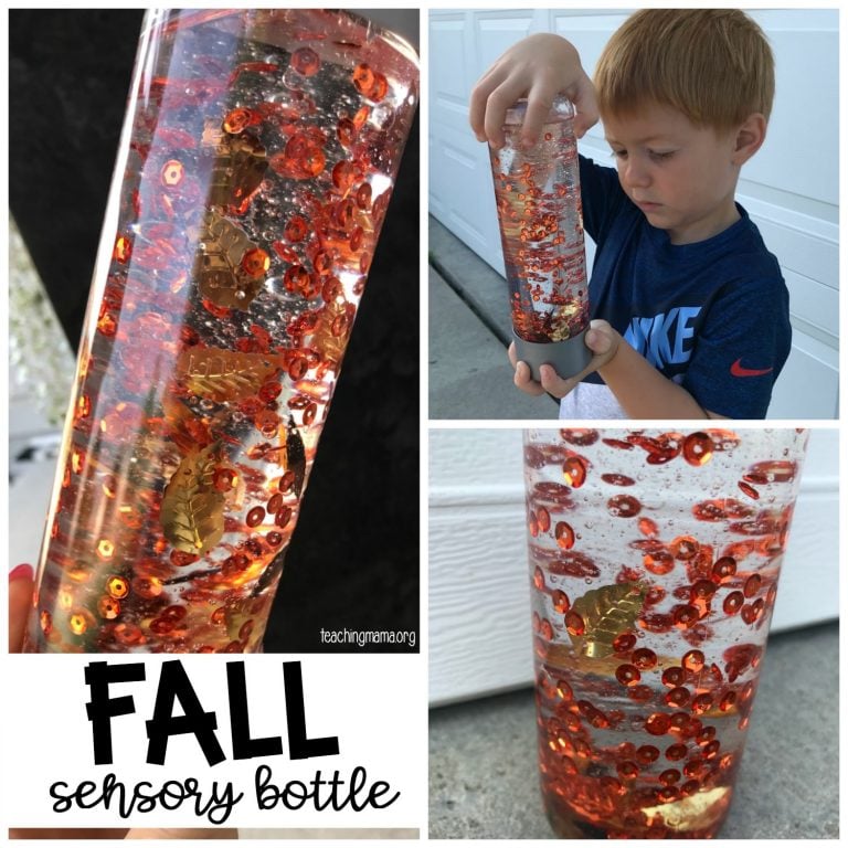 Sensory Bottle with Confetti Leaves