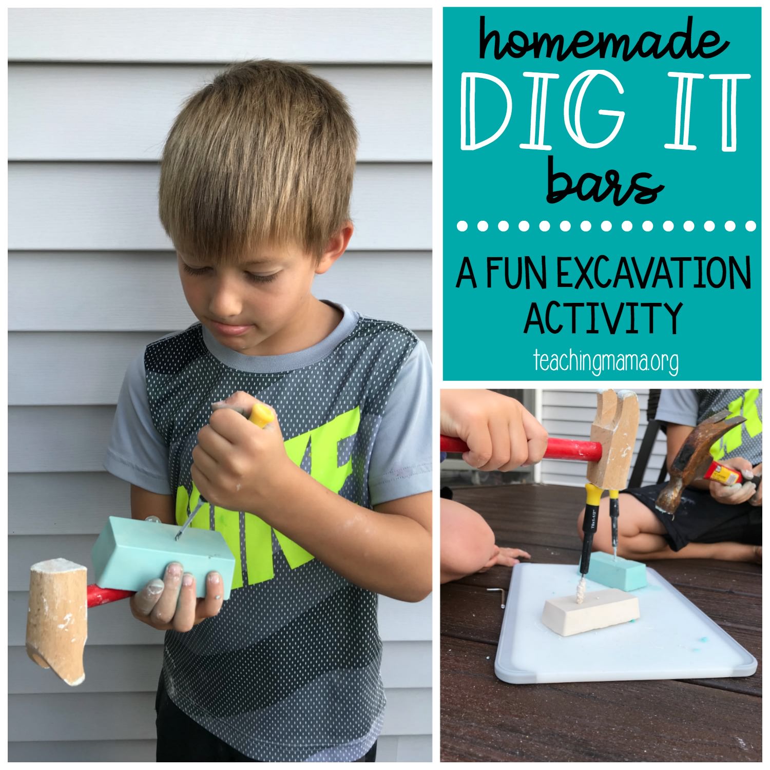 homemade dig it bars - excavation activity