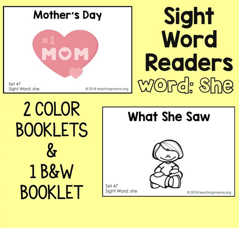 Sight Word Readers for the Word “She”