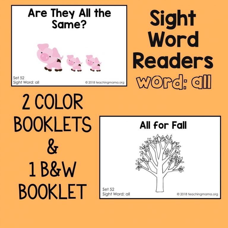 Sight Word Readers for the Word “All”