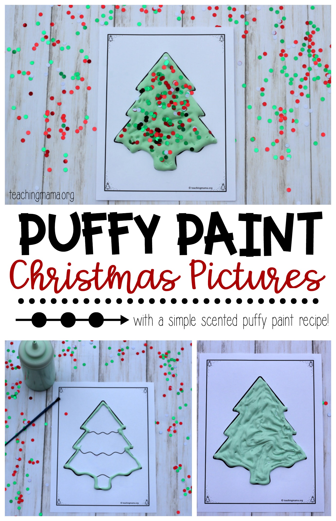 Puffy Paint Christmas Tree - Happy Toddler Playtime