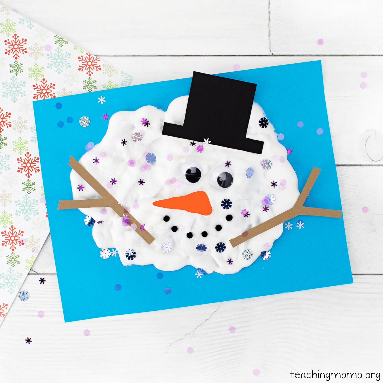 How to Make a Puffy Paint Snowman Kids Craft