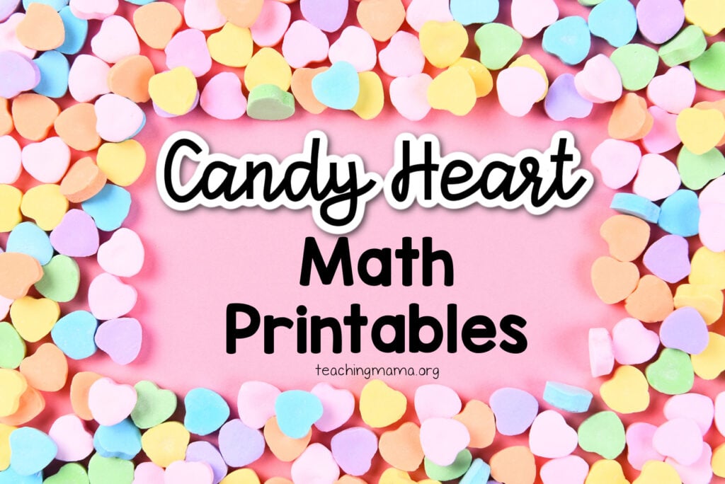 candy heart math printables - free printable