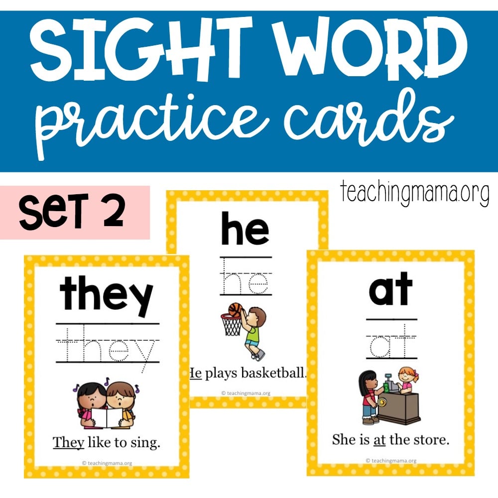 sight word practice cards - primer words