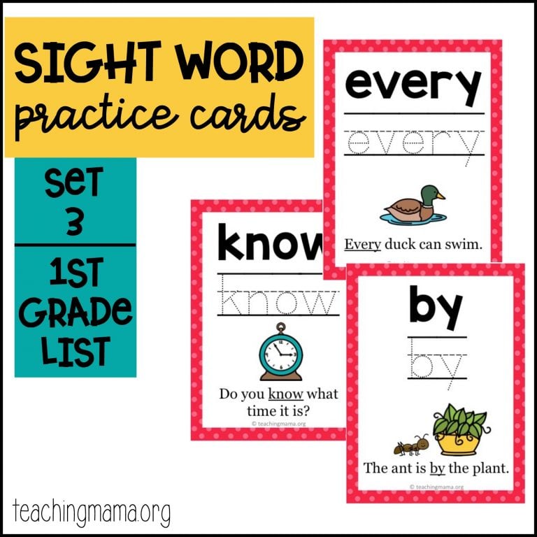 Sight Word Practice Cards – First Grade