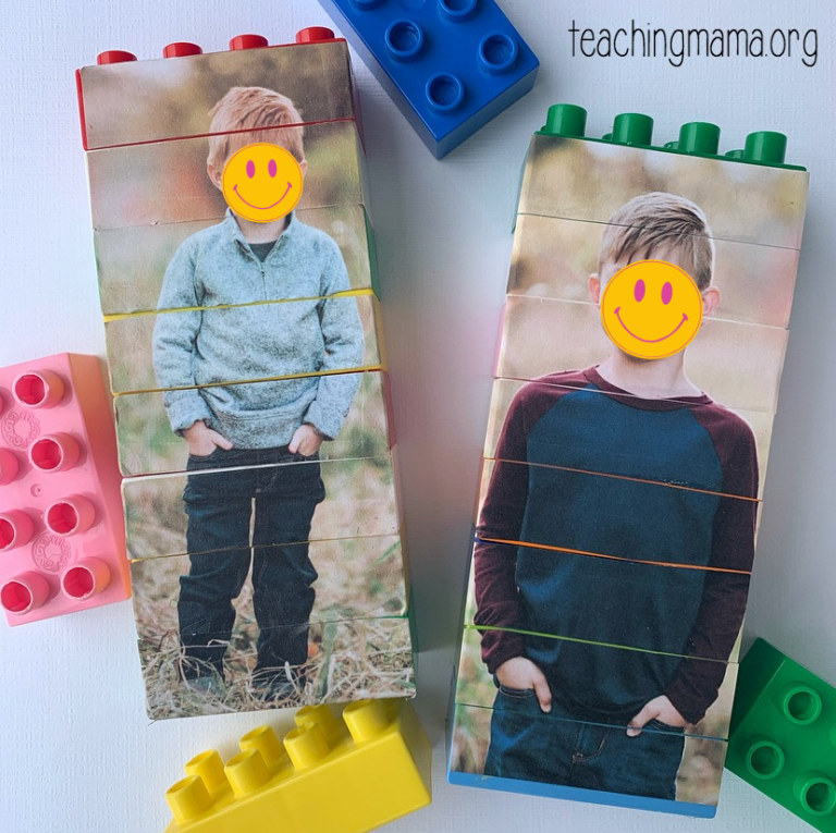 picture puzzles on Duplo blocks