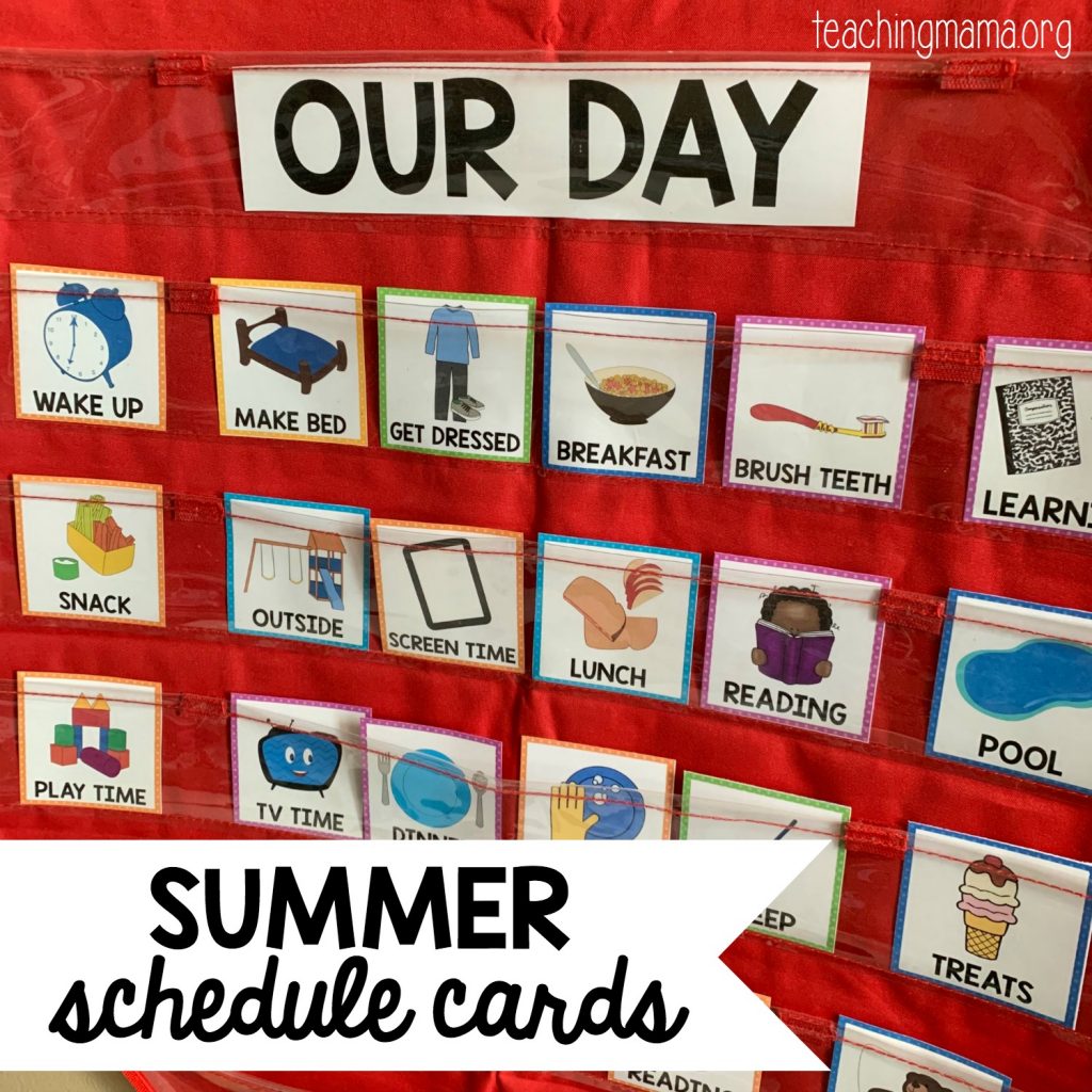 summer schedule cards for kids