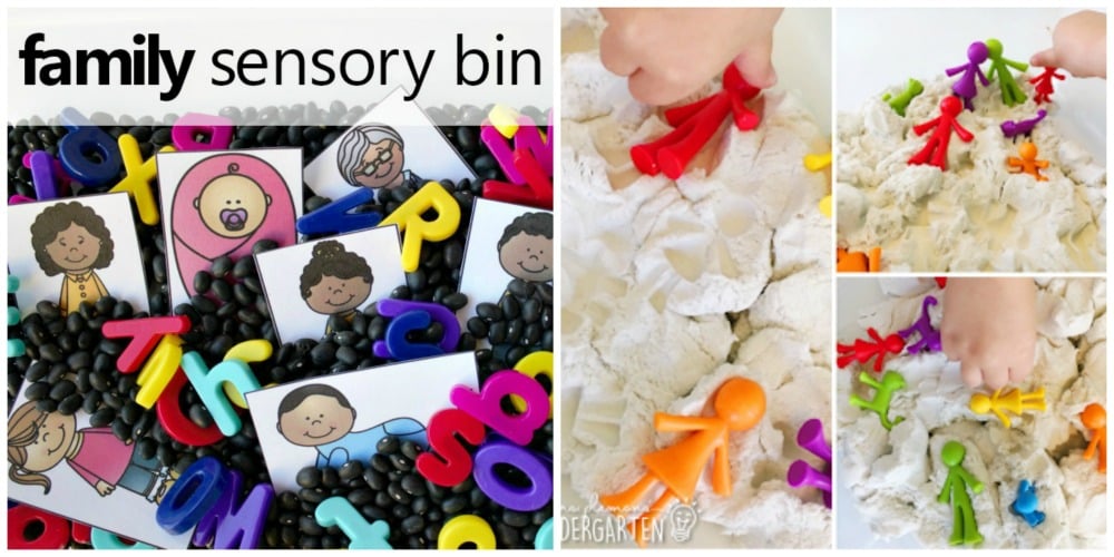 family theme sensory bins