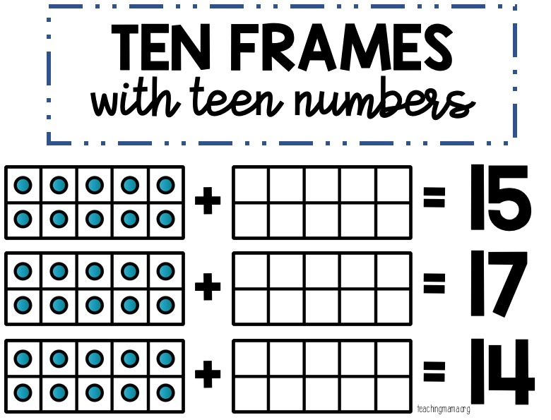 teen numbers practice with ten frames