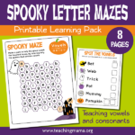 Vowel Letter Mazes for Halloween