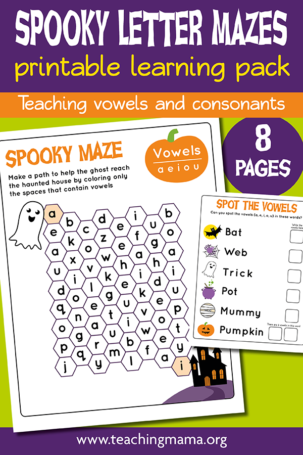 Halloween Letter Maze for Vowels