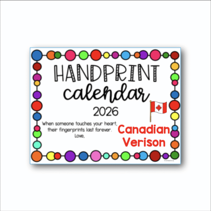 Handprint Calendar - Canadian Version