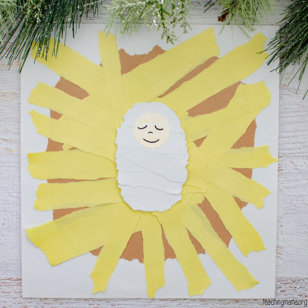 Torn paper manger craft