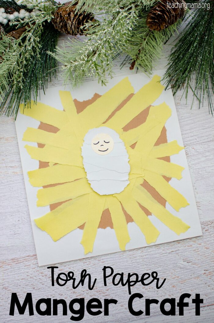 Torn Paper Manger Craft - Teaching Mama