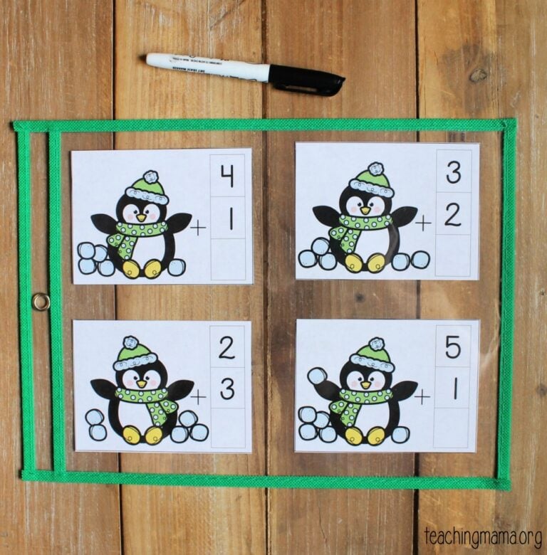 Counting Snowballs Addition Cards