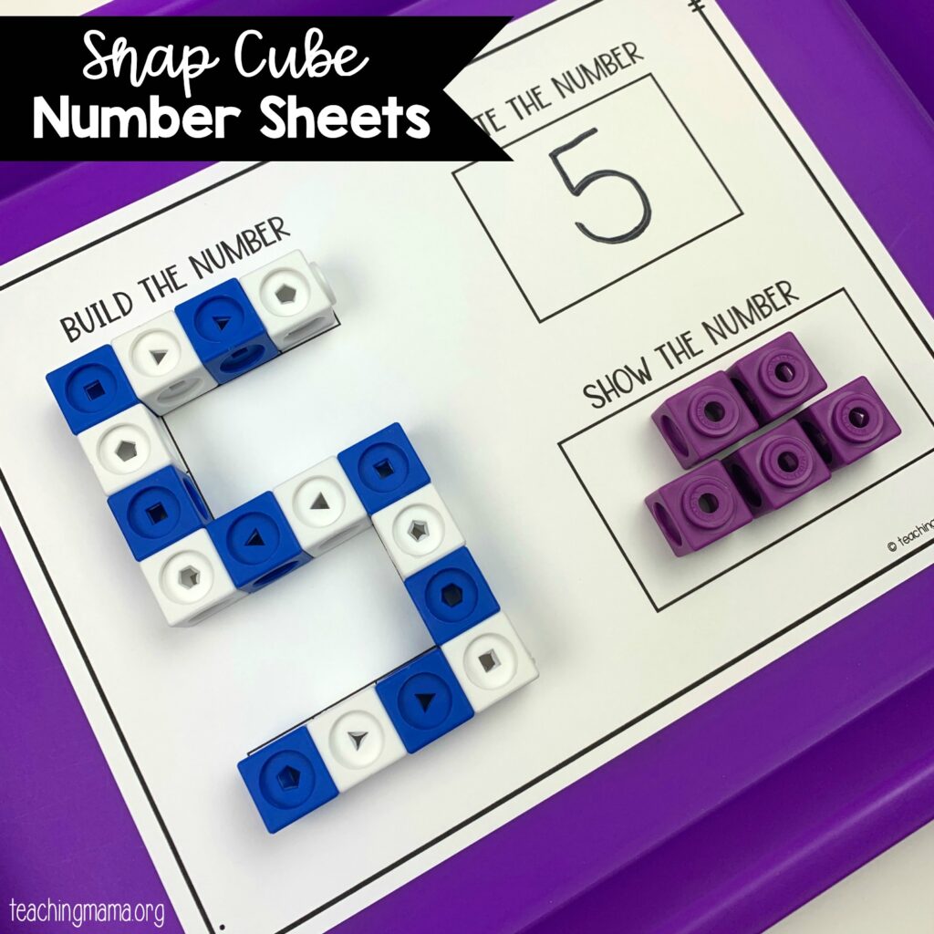 snap cube number sheets