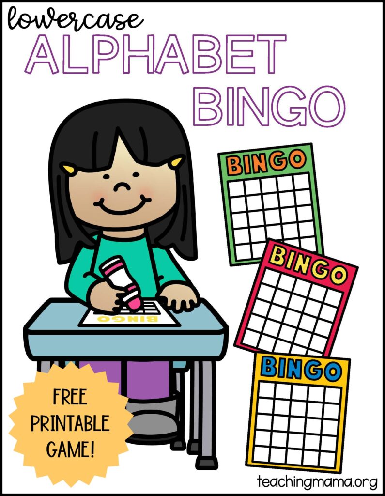 lowercase alphabet bingo game - free printable