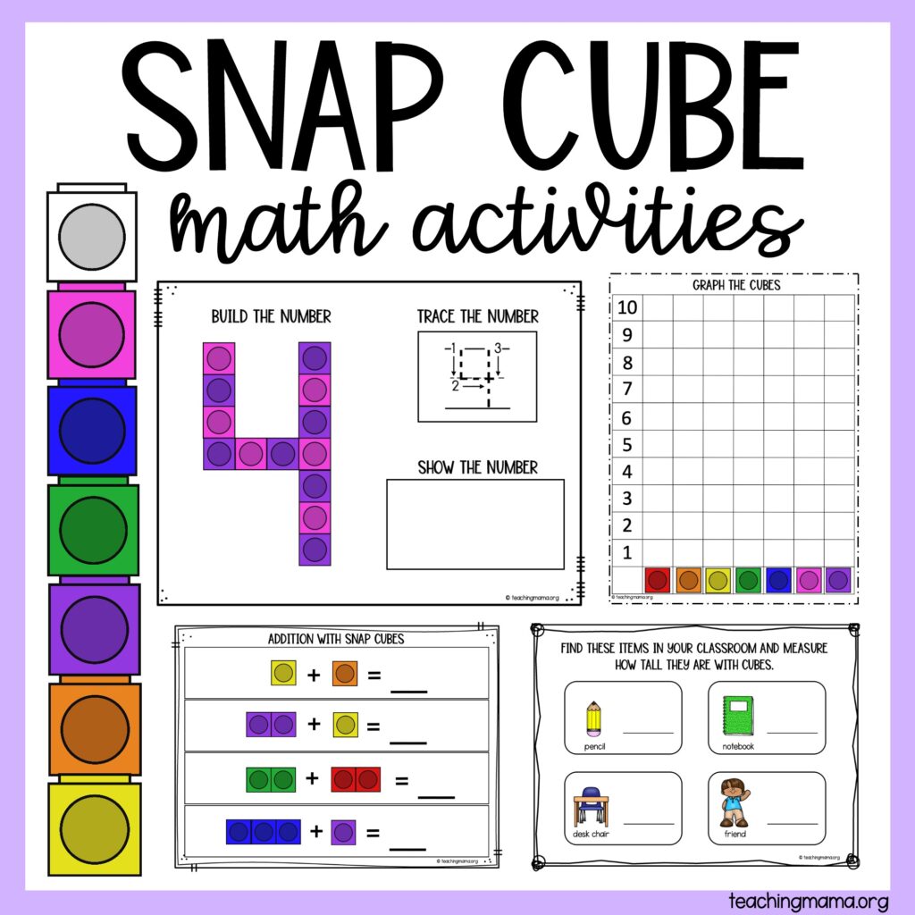 snap cube math activity packet teaching mama