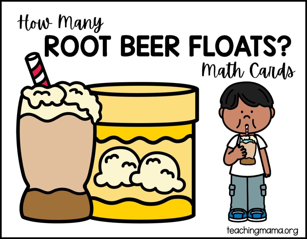 root beer float math cards