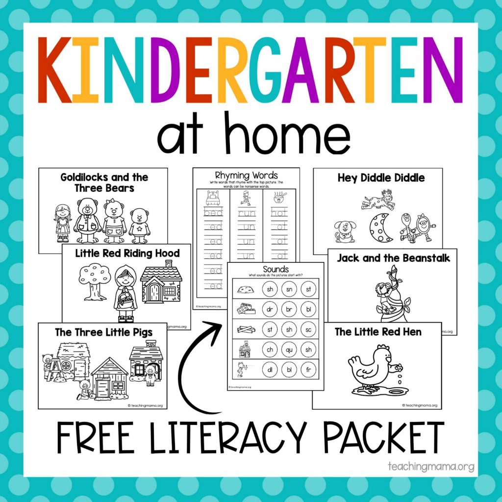 Kindergarten At Home Literacy Packet Teaching Mama