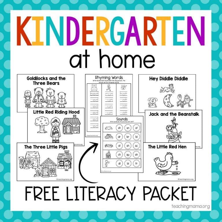 Kindergarten At Home Literacy Packet