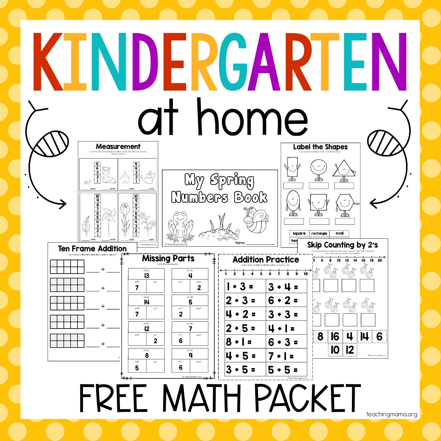 Kindergarten At Home Math Packet Teaching Mama
