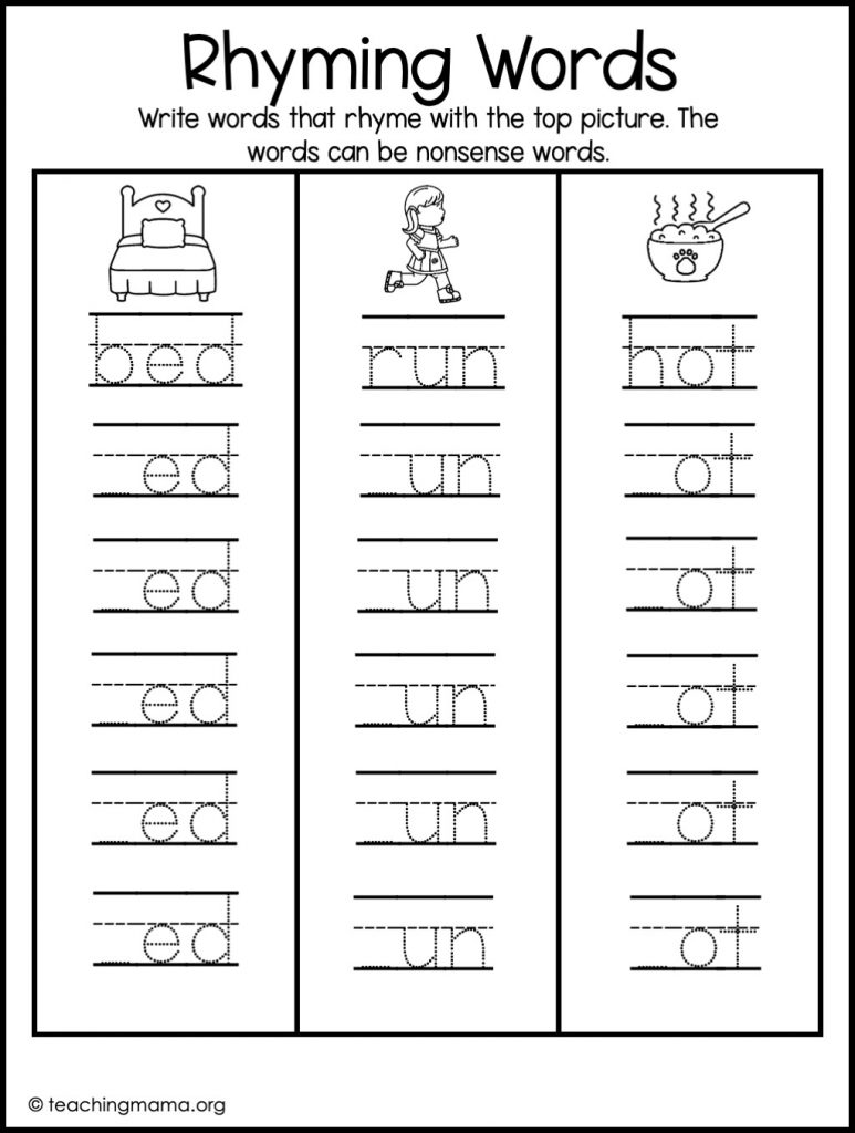 rhyming words worksheet