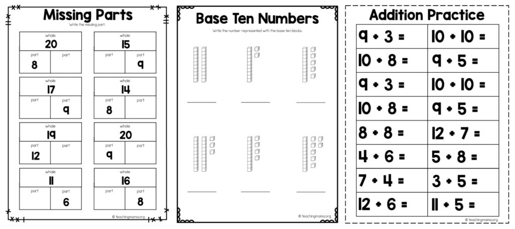 First Grade At Home Math Packet Teaching Mama