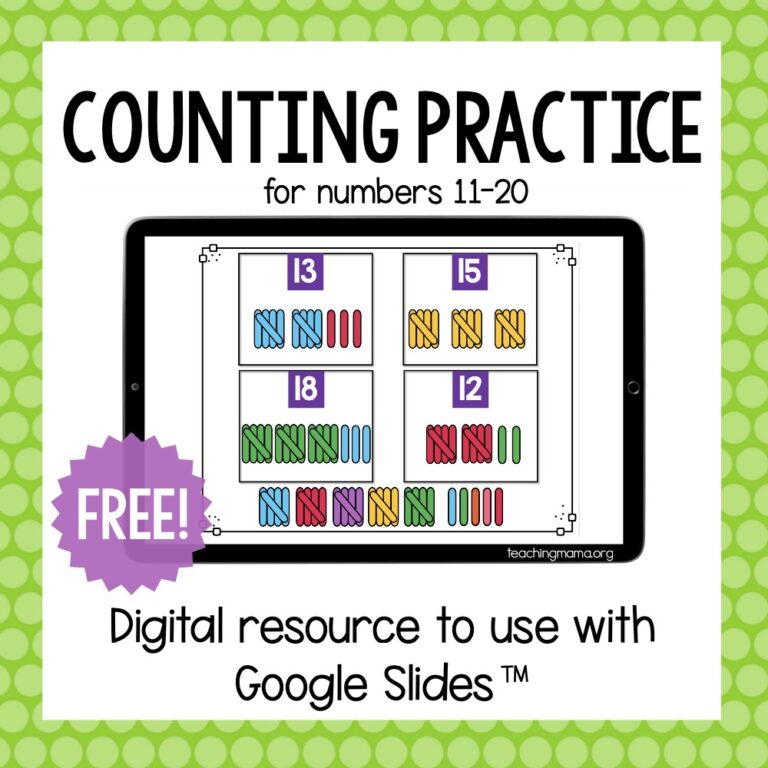 Digital Counting Activities for Numbers 11-20