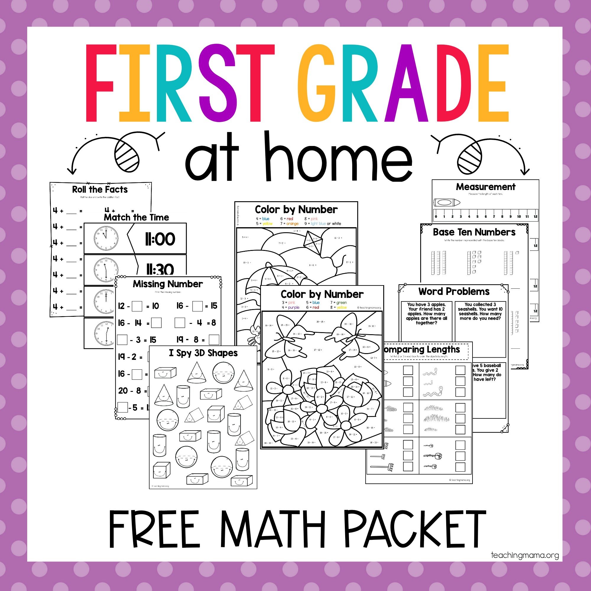First Grade At Home Math Packet Teaching Mama