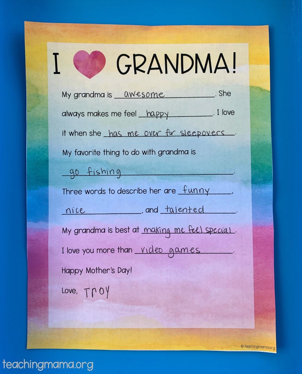 grandma mother's day letter