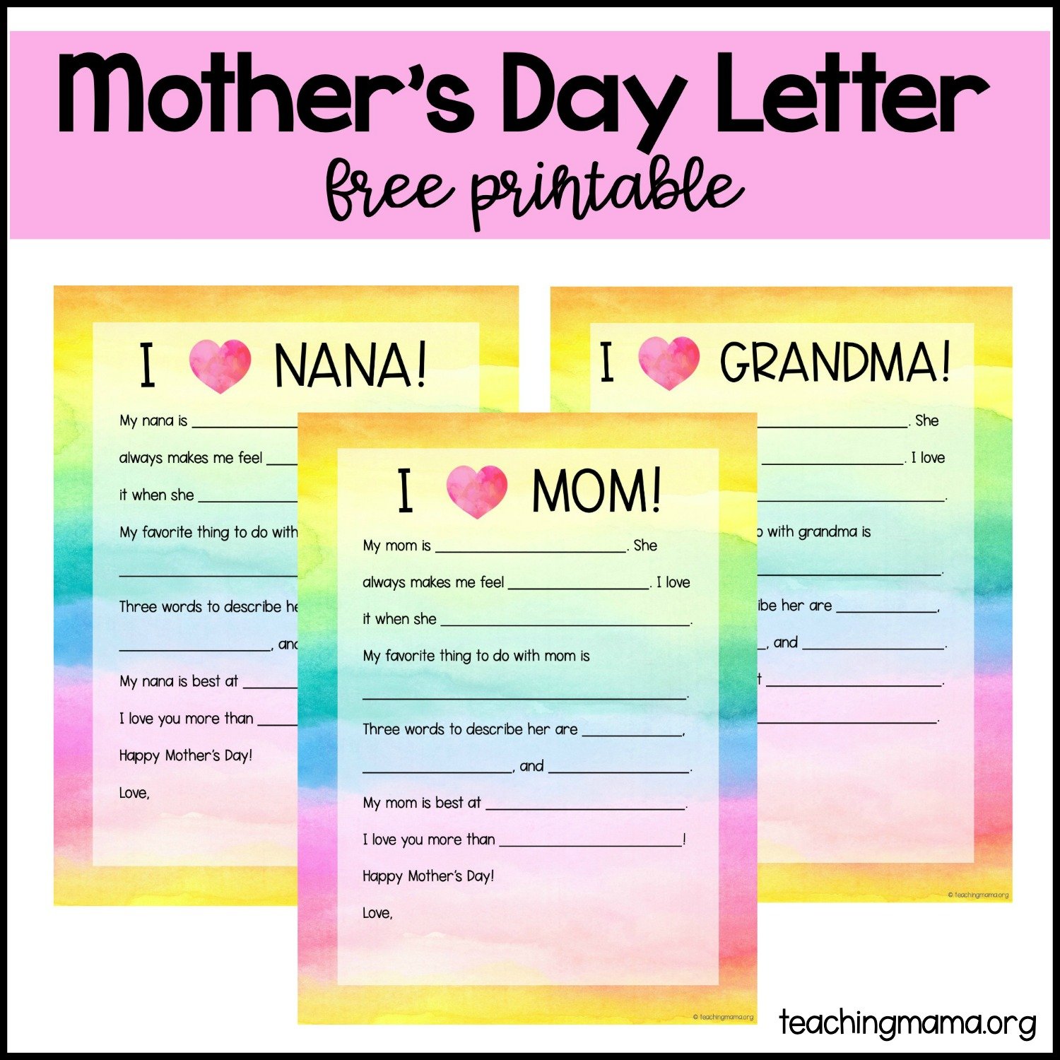 mother's day letter - free printable