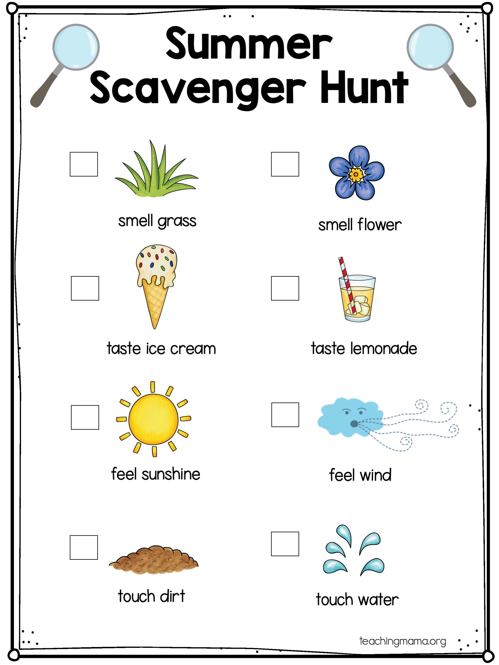 summer nature scavenger hunt