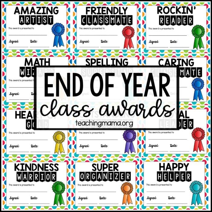end of year class awards printable
