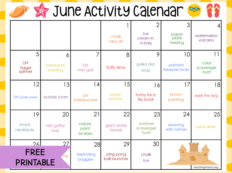 June Activity Calendar