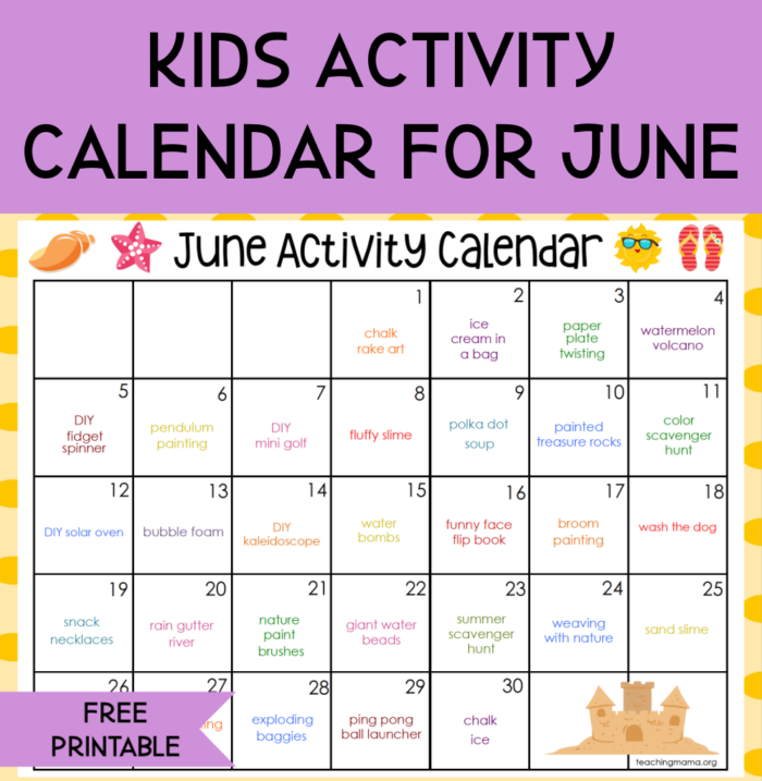 June Activity Calendar